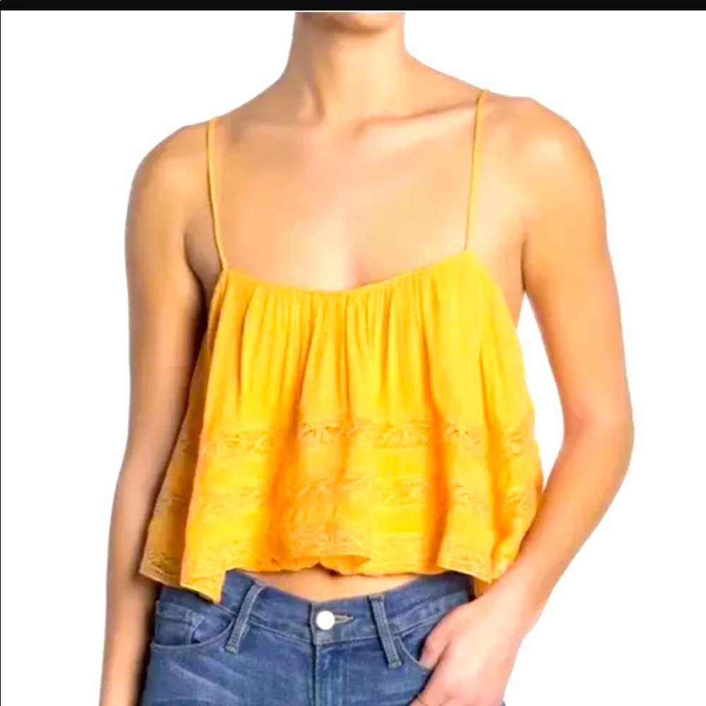 FREE PEOPLE Home Again Tie Back Crop Top Boho Lace